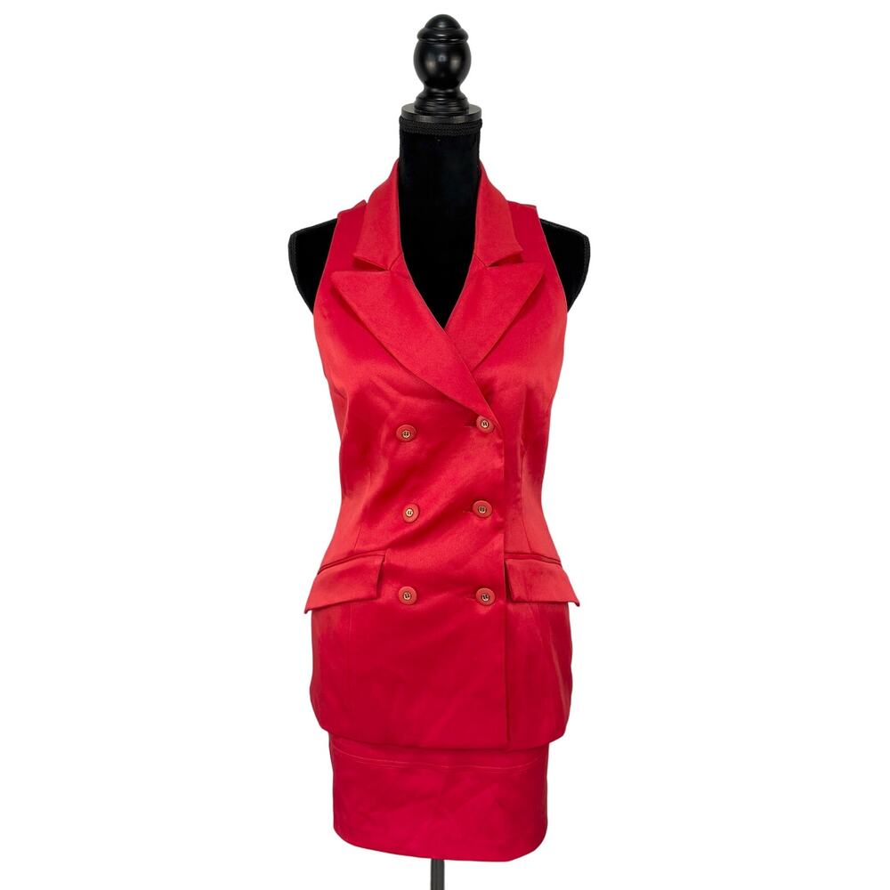 Y2K Red Sleeveless Vest Skirt Suit - Women's Size 4